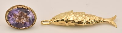 Lot 1458 - A 9ct bright yellow gold articulated fish...