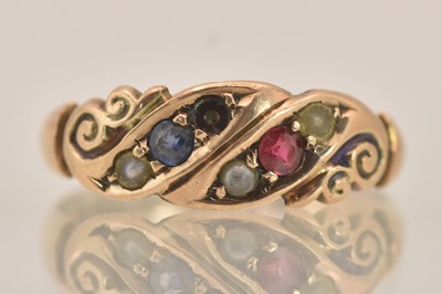 Lot 1411 - A Victorian 9ct rose gold ring, the table set...