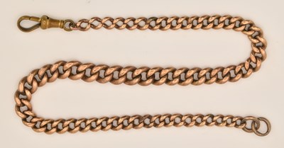 Lot 1299 - A 9ct rose gold Albert watch chain, with gold...