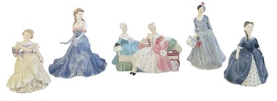 Lot 681 - ROYAL DOULTON; three porcelain figures of...