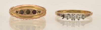Lot 1370 - An 18ct yellow gold diamond set ring, the top...