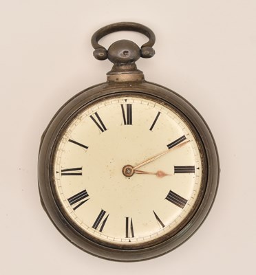 Lot 1698 - A silver pair cased pocket watch, the white...