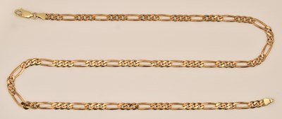 Lot 1436 - A 9ct yellow gold figaro link necklace with...
