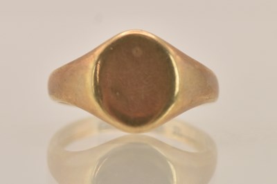 Lot 1414 - A 9ct rose gold ring of small size, size C,...