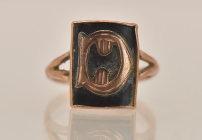Lot 1416 - A 19th century 9ct rose gold mourning ring,...