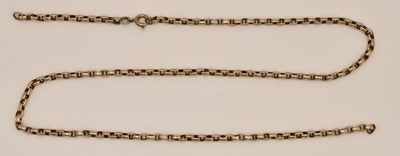 Lot 1438 - A 9ct rose gold belcher link necklace (af),...