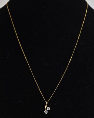 Lot 1480 - A 9ct yellow gold dainty necklace with white...