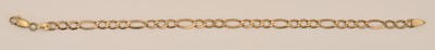 Lot 1526 - A 9ct yellow gold flat belcher bracelet with...