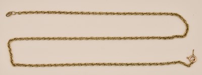 Lot 1444 - A 9ct yellow gold dainty necklace with ring...