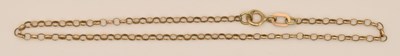Lot 1532 - A 9ct yellow gold dainty bracelet with ring...