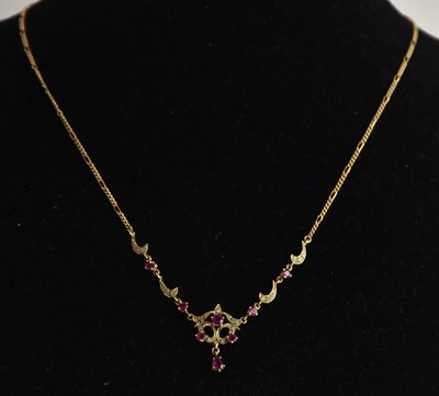 Lot 1447 - A 9ct yellow gold dainty chain necklace with...