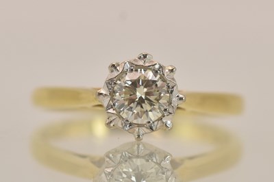 Lot 1342 - An 18ct yellow gold diamond set solitaire ring,...