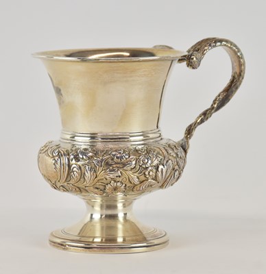 Lot 1210 - A George IV hallmarked silver mug, with handle...
