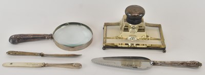 Lot 1212 - A 925 sterling silver mounted cut glass...