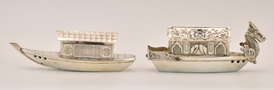 Lot 1219 - Two Japanese silver cabinet models of junk...