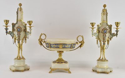 Lot 676 - A late 19th century French alabaster gilt...
