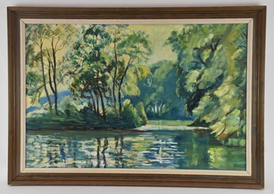Lot 301 - RENE TEMPLE; oil on board, 'Evening Light,...