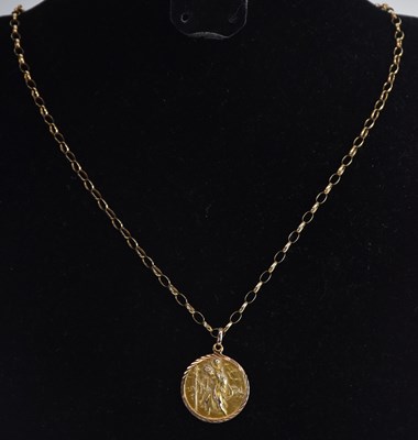 Lot 1440 - A 9ct yellow gold belcher link necklace,...