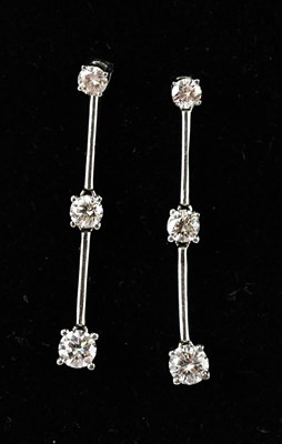 Lot 241 - A pair of Italian white metal diamond set...