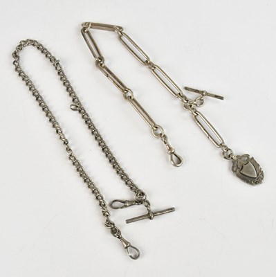Lot 1168 - A hallmarked silver trombone link Albert chain,...