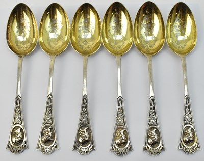 Lot 1148 - MARTIN, HALL & CO; six Victorian hallmarked...