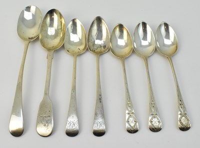 Lot 1223 - Seven assorted hallmarked silver spoons,...