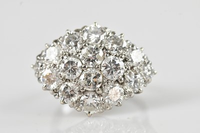 Lot 455 - A white metal marquise shaped diamond cluster...