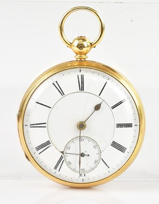 Lot 1127 - An 18ct yellow gold key wind open faced pocket...