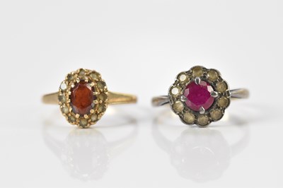 Lot 699 - A 9ct yellow gold cluster dress ring set with...
