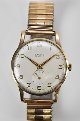 Lot 1047 - BAUME; a gentleman's 9ct gold wristwatch, set...