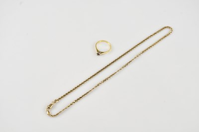 Lot 405 - A 9ct gold flat link necklace, length 400mm,...