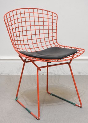 Lot 53 - HARRY BERTOIA FOR KNOLL; a red wirework...