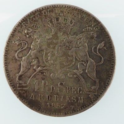 Lot 893 - SWEDEN; a silver Oscar Sveriges 1857 one...