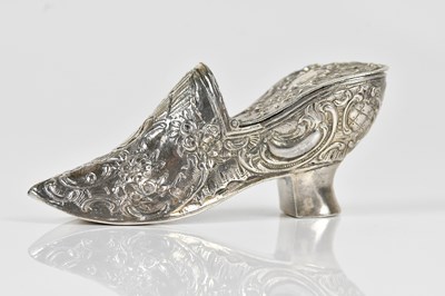 Lot 129 - A Continental white metal novelty trinket box...