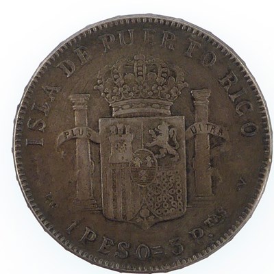 Lot 917 - SPAIN; an Alfonso XIII 1895 one peso silver coin.