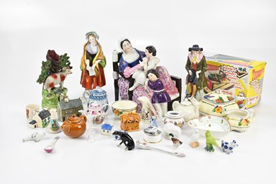 Lot 1399 - A 18th century Staffordshire inkwell and...