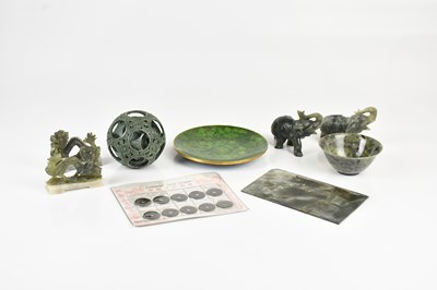 Lot 1370 - A collection of Chinese hardstone including a...