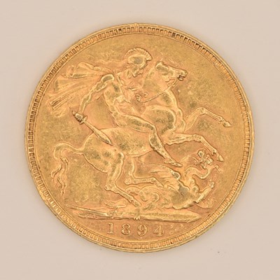 Lot 1584 - A Victoria full sovereign, 1894, old head,...