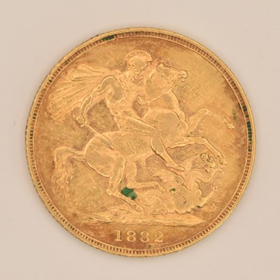 Lot 1586 - A Victoria full sovereign, 1882, die no. 5,...