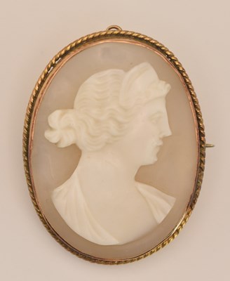 Lot 1313 - A carved shell oval cameo depicting a...