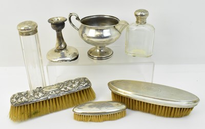 Lot 1204 - Seven items of mixed silver comprising a...