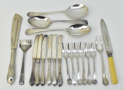 Lot 1281 - A quantity of mixed cutlery including six...