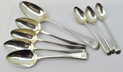 Lot 1182 - Eight various hallmarked silver spoons, all...