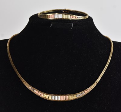 Lot 1424 - A 9ct three colour gold necklace, length 41cm,...