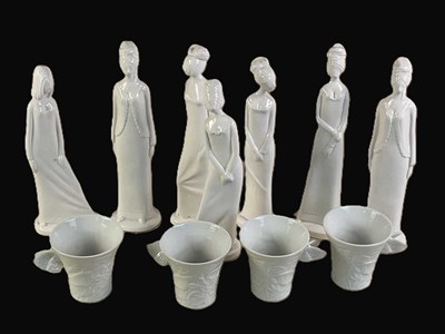 Lot 296 - SPODE; seven white porcelain stylised figures...