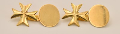 Lot 1493 - A pair of 18ct yellow gold Maltese Cross and...