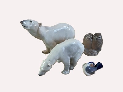 Lot 236 - ROYAL COPENHAGEN; animal figures, two polar...