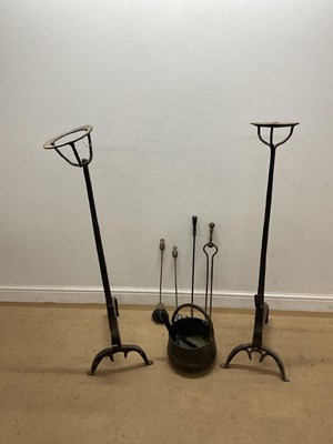 Lot 769 - A pair of large early 19th century iron fire...