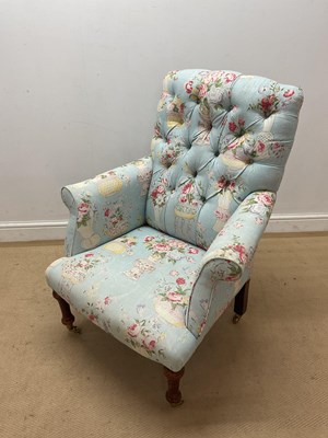 Lot 856 - An upholstered nursing chair, light blue...