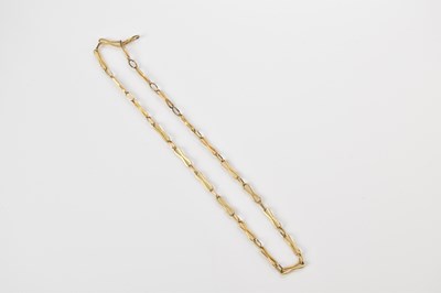 Lot 134 - A yellow metal fancy link chain, missing catch...